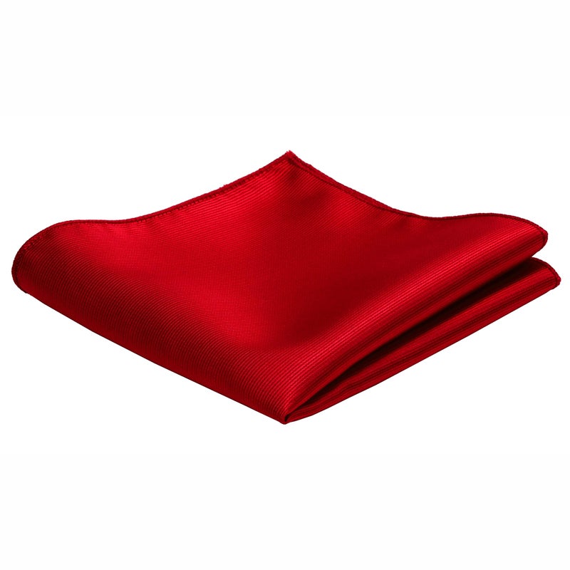 GUSLESON Brand Mens Classic Silk Solid Red Wedding Tie Necktie and Pocket Square Cufflinks Sets (0789-01) - Image 4